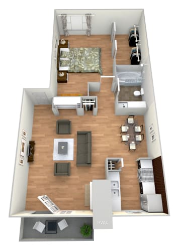 Floor Plan  The Alamo - 1 Bedroom 1 Bath