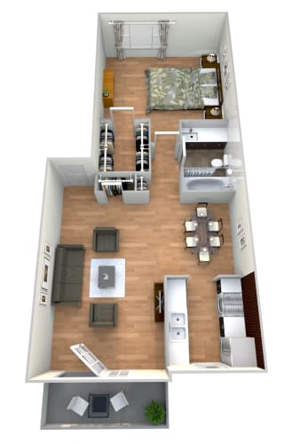 Floor Plan  Wagon Wheel - 1 Bedroom 1 Bath