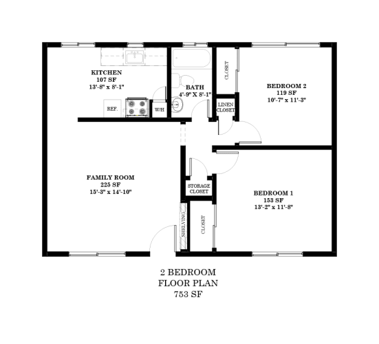 Floor Plan  2Bed/1Bath