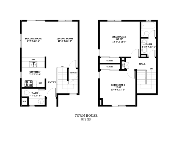Floor Plan  2Bed/1.5Bath_Townhouse