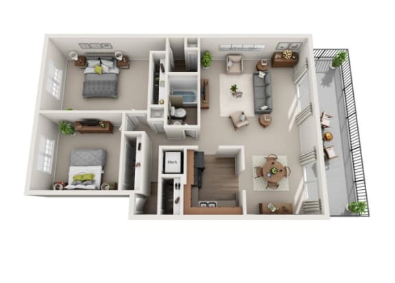 Floor Plan  2 BED - 1.5 BATH