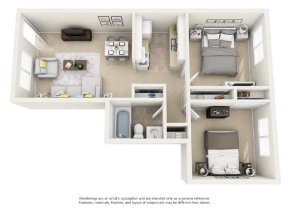 Floor Plan  2 Bed 1 Bath