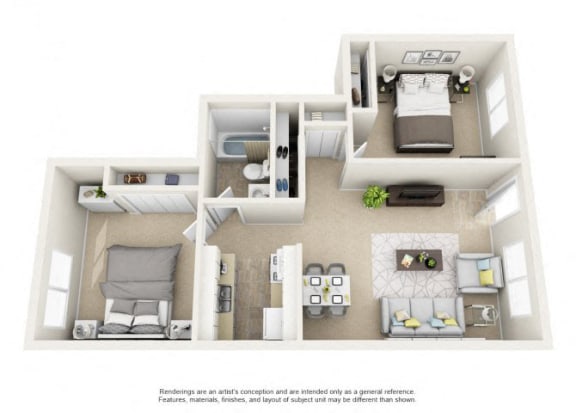 Floor Plan  2 Bed 1 Bath II