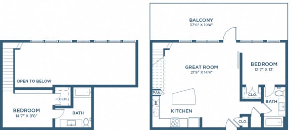 Floor Plan  Two Bedroom Floor Plan - B13