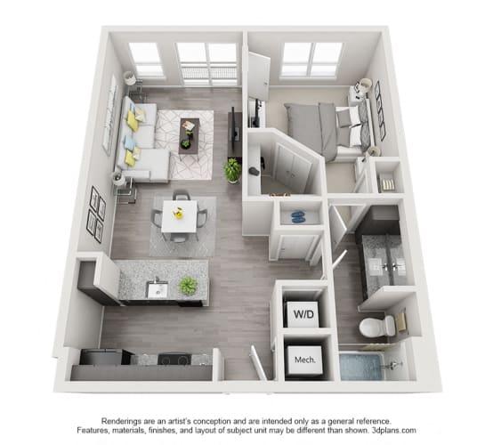 Floor Plan  One Bedroom Floor Plan - A4