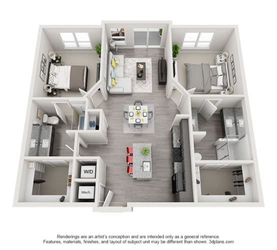 Floor Plan  Two Bedroom Floor Plan - B1