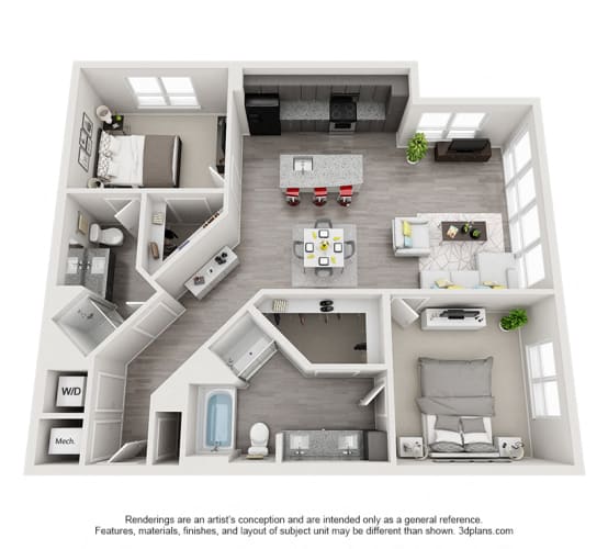 Floor Plan  Two Bedroom Floor Plan - B4