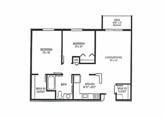 Floor Plan  2 Bed 1 Bath ~ 780 Sq.Ft.