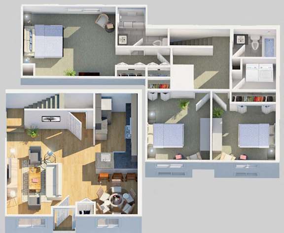 Floor Plan  The New "Thorton" - Fully Renovated Three Bedroom Townhome