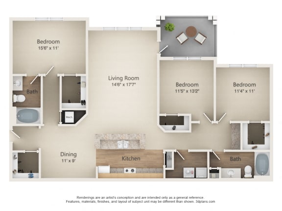 Floor Plan  3 Bedroom Floorplan
