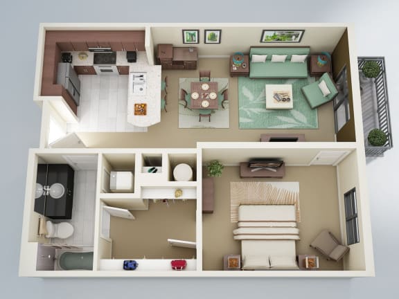Floor Plan  1 Bedroom + 1 Bath+ Alcove
