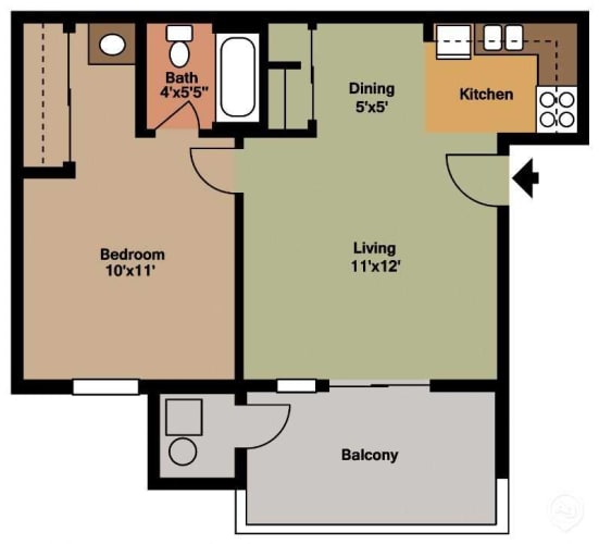 Floor Plan  2d layout of the junior one bedroom floor plan