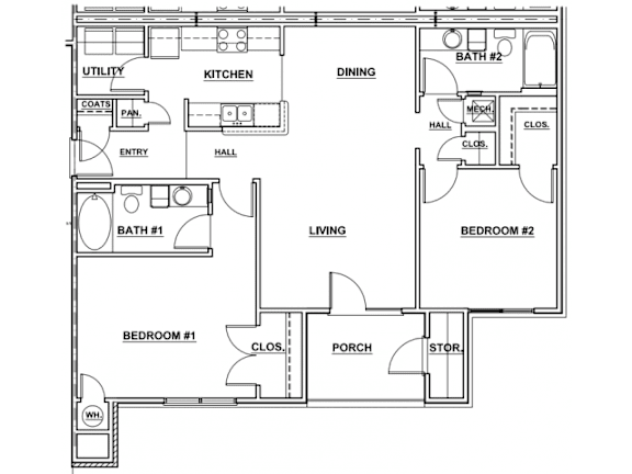 Floor Plan  2 Bedroom Floor Plan | 1,119 Sq. Ft. at Arbours at Fort King, Florida