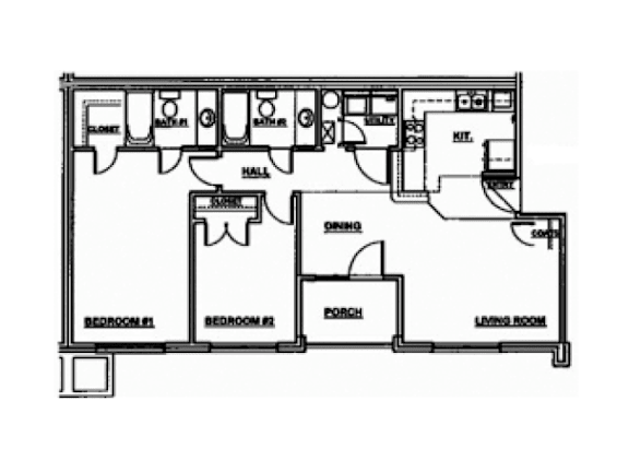 Floor Plan  2BR Floor Plan at Magnolia Court Apartments, Alabama, 35215