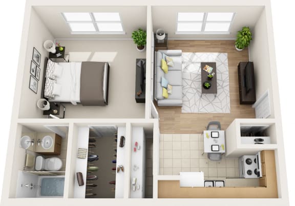 Floor Plan  1 Bed 1 Bath Floor Plan at Somerset Apartments, Largo, Florida