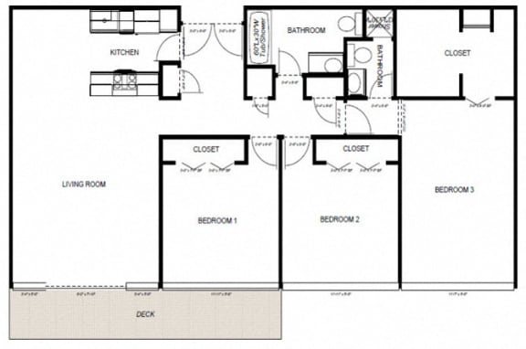 Floor Plan  3 Bedrooms, 2 Bathrooms