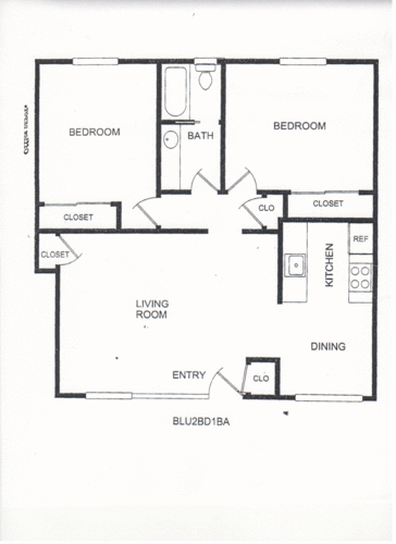 Floor Plan  2 Bedroom floor plan for Blue Hills West Apartments