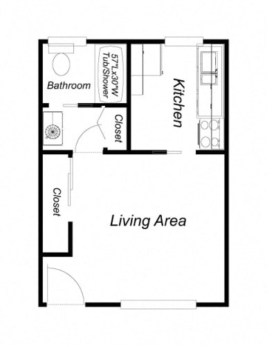 Floor Plan  Studio plan for Villa Santa Clara Apartments