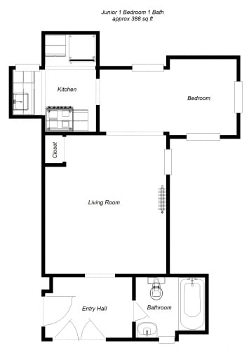 Floor Plan  1 Bedroom floor plan for 446 Forest Avenue