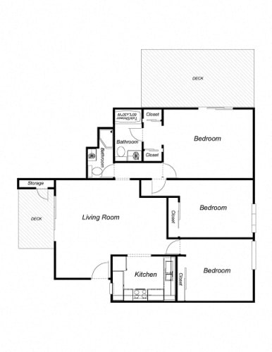 Floor Plan  3 Bedroom floor plan for Miramar Plaza Apartments
