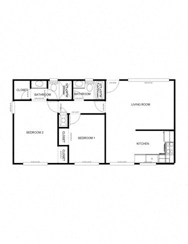 Floor Plan  2-Bedroom, 2-Bath Upstairs