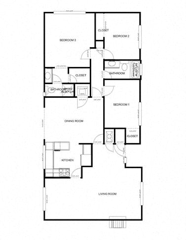 Floor Plan  3-Bedroom, 2-Bath