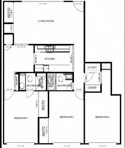 Floor Plan  3-Bedroom, 2-Bath