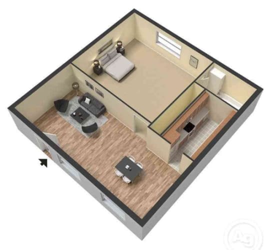 Floor Plan  1 bed 1 bath