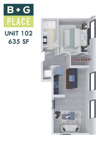 Floor Plan  B+G Place Unit 102