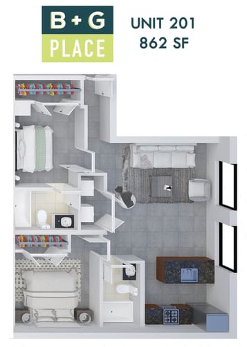 Floor Plan  B+G Place Unit 201