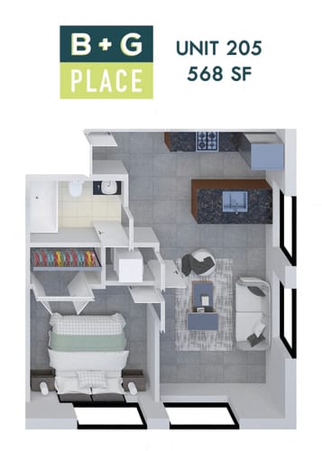 Floor Plan  B+G Place Unit 205
