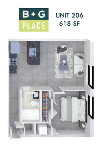 Floor Plan  B+G Place Unit 206
