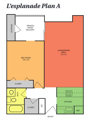 Floor Plan  1 Bedroom, 1 Bath