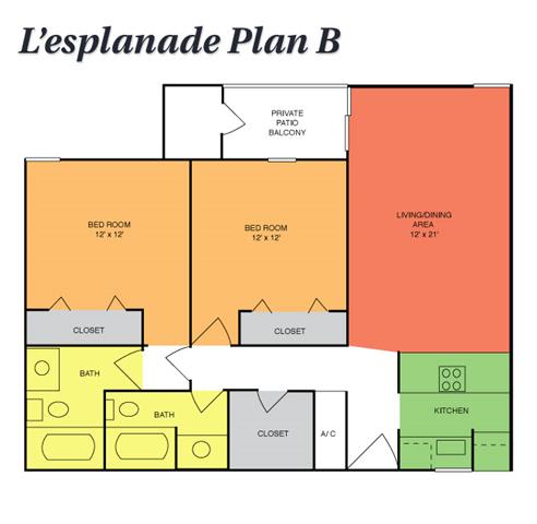 Floor Plan  2 Bedrooms, 2 Baths