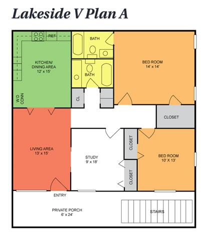 Floor Plan  2 Bedrooms w/Den, 2 Baths