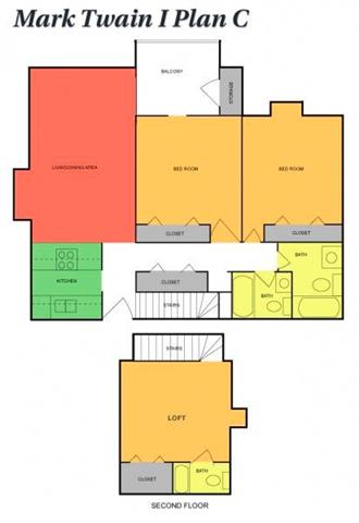 Floor Plan  2 Bedroom w/Loft, 2.5 Baths