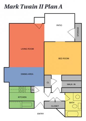 Floor Plan  1 Bedroom, 1 Bath