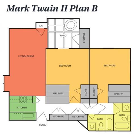 Floor Plan  2 Bedrooms, 2 Baths