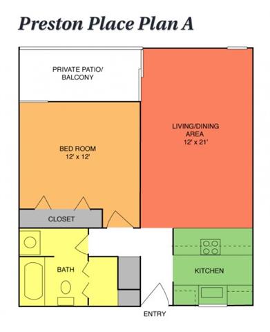 Floor Plan  1 Bedroom, 1 Bath