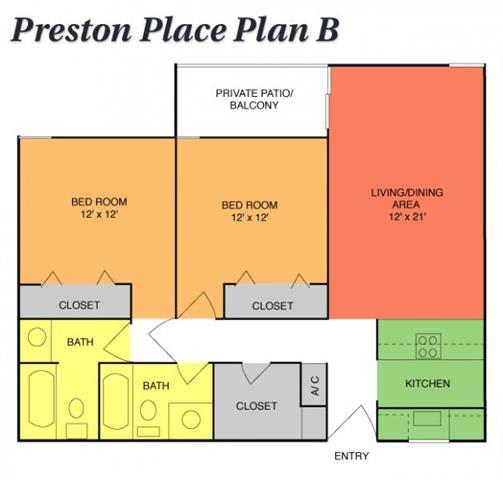 Floor Plan  2 Bedrooms, 2 Baths