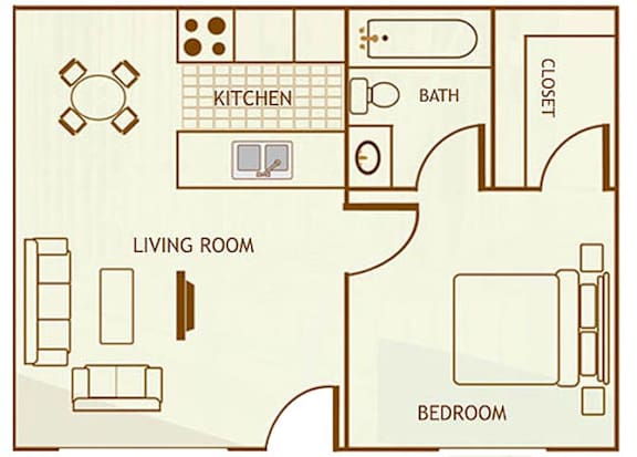 Floor Plan  1 Bedroom / 1 Bathroom