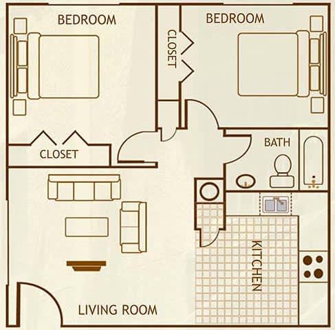 Floor Plan  2 Bedroom / 1 Bathroom