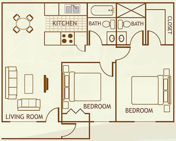 Floor Plan  2 Bedroom / 2 Bathroom