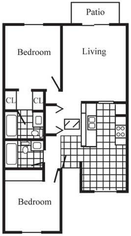 Floor Plan  2 Bedroom / 2 Bathroom