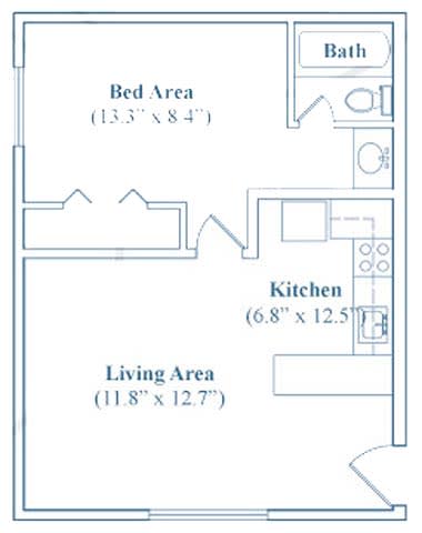 Floor Plan  1 Bedroom / 1 Bathroom (Deluxe)