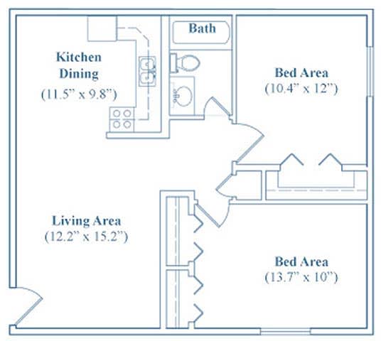 Floor Plan  2 Bedroom / 1 Bathroom