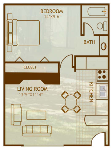 Floor Plan  1 Bedroom / 1 Bathroom