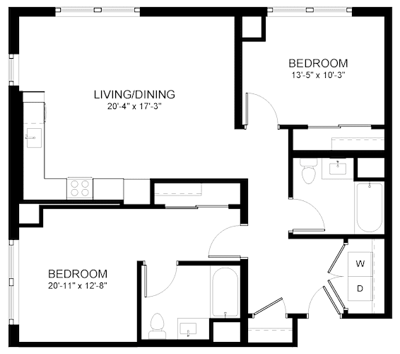 Floor Plan  Two Bedroom B1