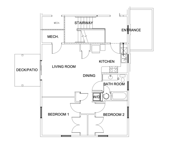 Floor Plan  2 bedroom, 1 bathroom