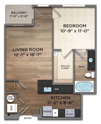 Floor Plan  A2 Floor Plan at The Nicholas, Ohio, 43215